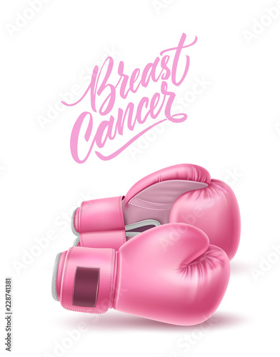 Vector breast cancer awareness pink box glove