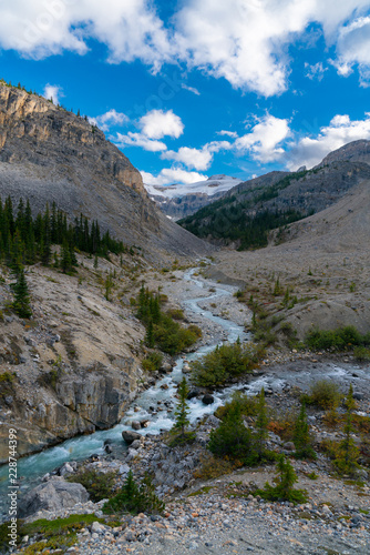 Rivers meet with glacial run off in the Rockies