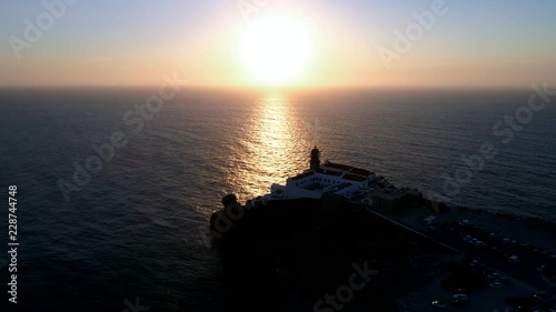 Aerial shot of Cabo de sao vicente - Cape St. Vincent - southernmost point of continental europe at sunset