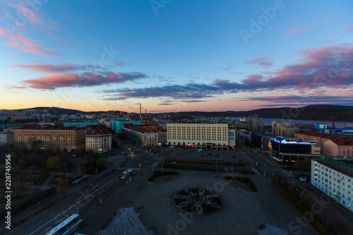 October, 2018 - Murmansk, Russia - Murmansk is the largest city in the world located beyond the Arctic Circle. Murmansk is located on the rocky east coast of the Kola Bay of the Barents Sea. © alexhitrov
