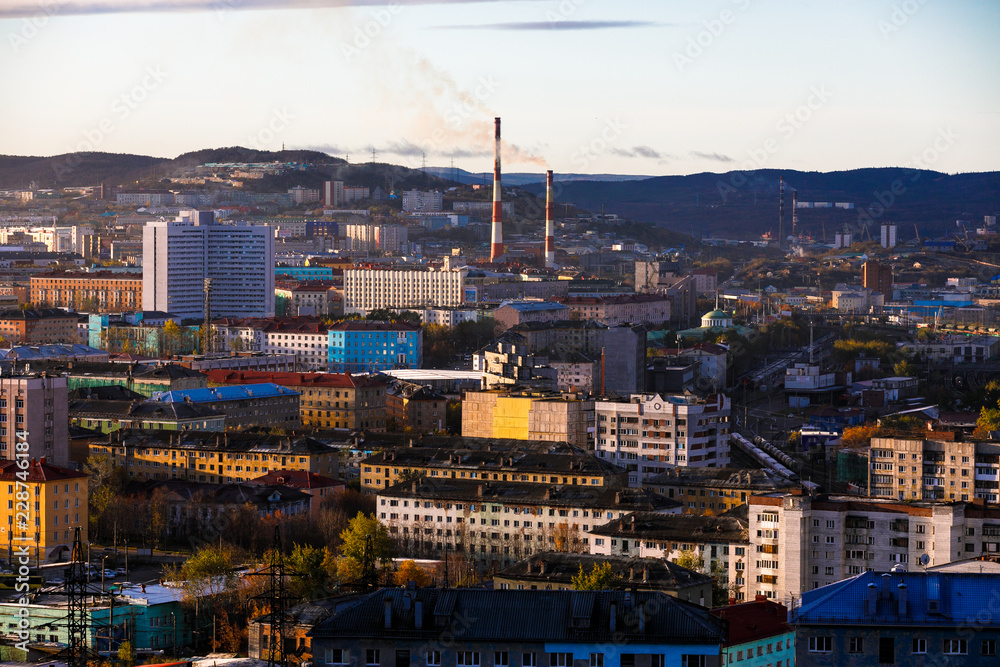 October, 2018 - Murmansk, Russia - Murmansk is the largest city in the world located beyond the Arctic Circle. Murmansk is located on the rocky east coast of the Kola Bay of the Barents Sea.