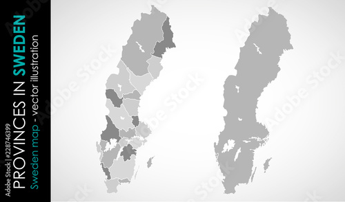 Vector map of Sweden province gray color 