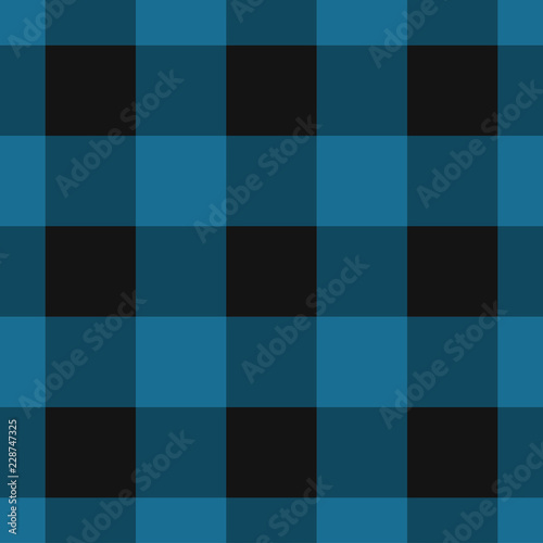 seamless black, dark and bright blue tartan