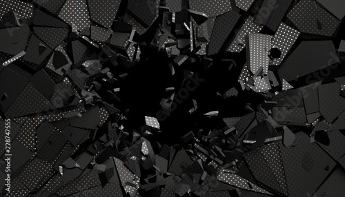 Fototapeta Naklejka Na Ścianę i Meble -  Abstract 3d rendering of cracked surface. Modern background design, wall destruction