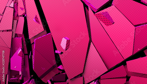 Fototapeta Naklejka Na Ścianę i Meble -  Abstract 3d rendering of cracked surface. Modern background design, wall destruction