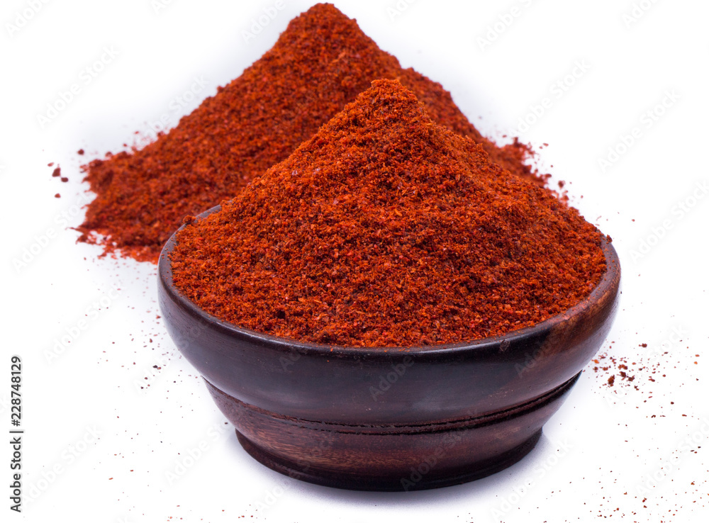 red chili powder isolated on white background red chili powder isolated on white background
