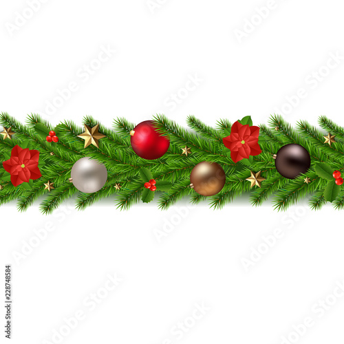 Christmas Garland Isolated White Background