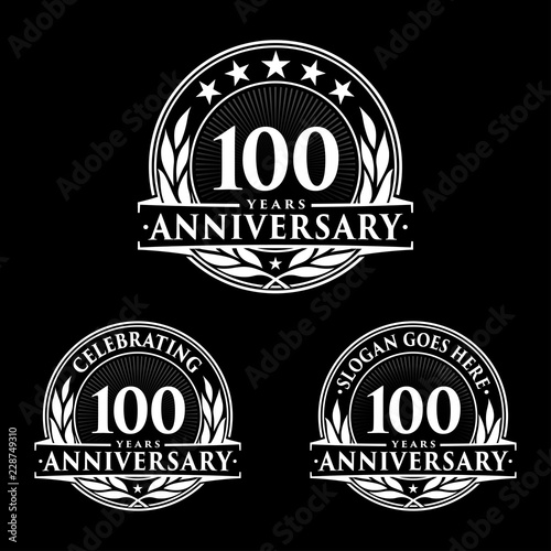 100 Years Anniversary Set. 100th Celebration Logo Collection. Vector and illustration. 
