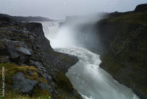 Iceland  Dettifoss Waterfall  afternoon view after heavy rain  long exposure 