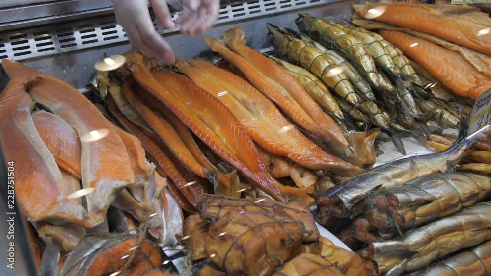 Assortment of fresh fish in a shop window Assortment of fresh fish in a shop window