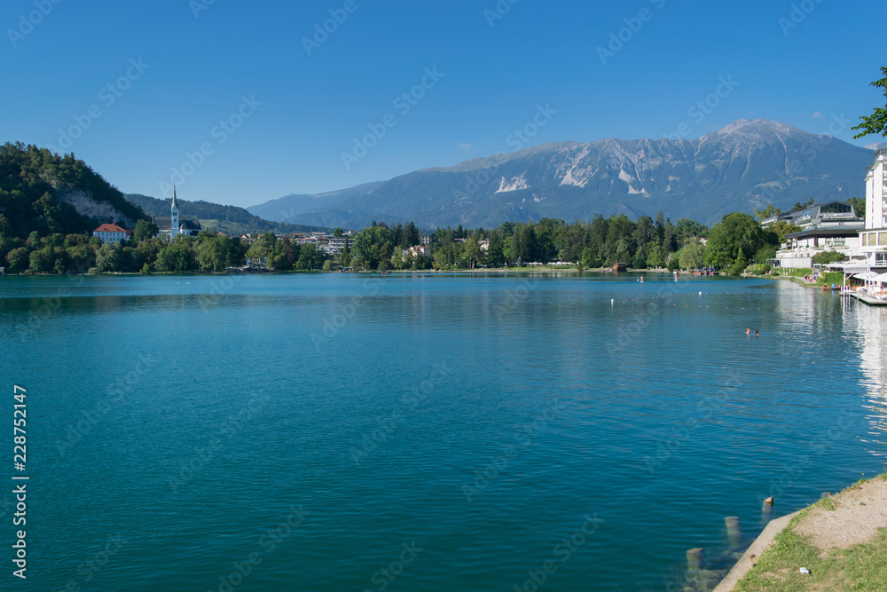 Lake Bled (Blejsko jezero) is a glacial lake in the Julian Alps in northwestern Slovenia, where it adjoins the town of Bled