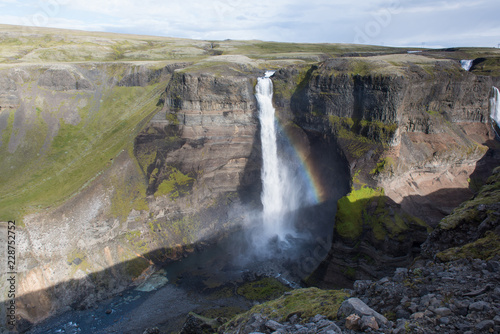 Beautiful view of Haifoss waterfall - Iceland