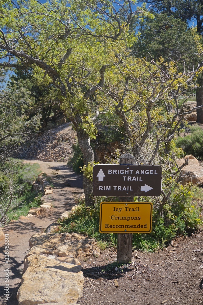 Grand Canyon National Park, Arizona, USA Signs give directions and a