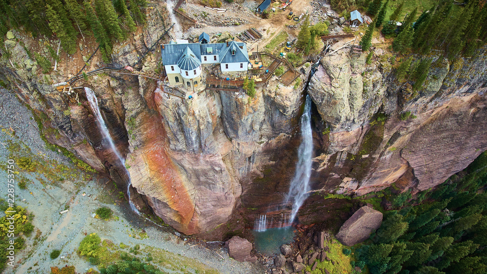 Aerial Bridal Veil Falls Telluride Stock Photo | Adobe Stock