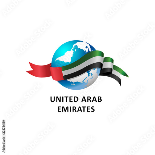 Vector Illustration of a world – world with united arab emirates flag