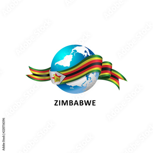 Vector Illustration of a world – world with zimbabwe flag