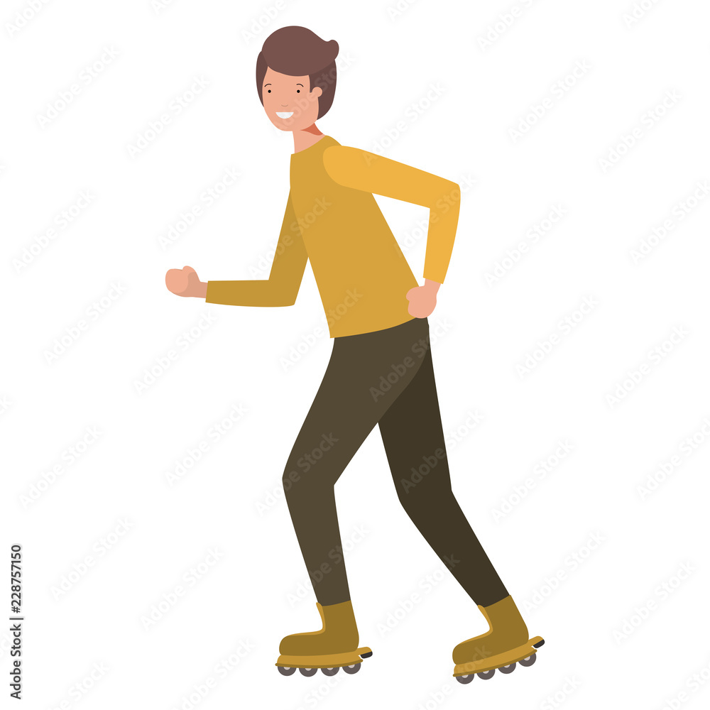 young man with roller skates avatar character young man with roller skates avatar character