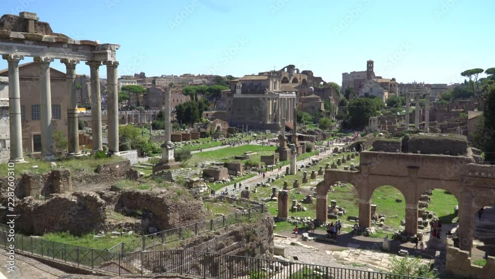 2 clips in 1. Ruins of Roman Forum In Rome with crowd of tourists. Italy, 4K. 2 clips in 1. Ruins of Roman Forum In Rome with crowd of tourists. Italy, 4K.