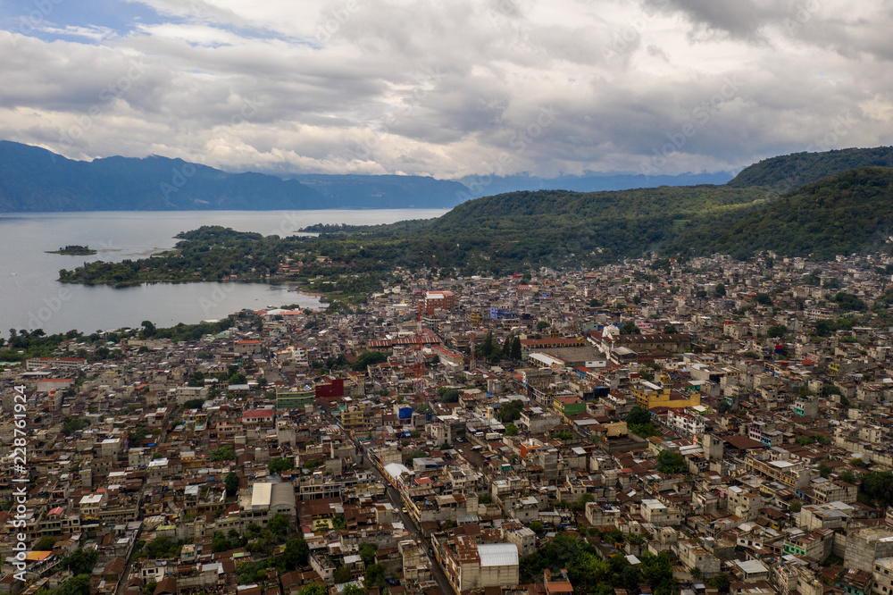 Aerial overhead of Santiago Atitlan, Guatemala