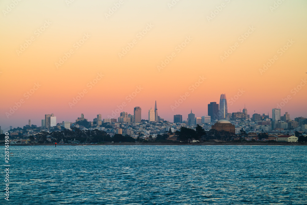 San Francisco Skyline Illuminated By the Setting Sun