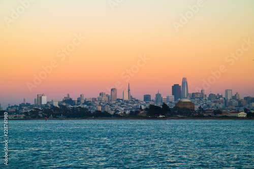 San Francisco Skyline Illuminated By the Setting Sun © Alexander Davidovich
