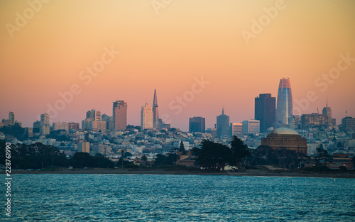 San Francisco Skyline Illuminated By the Setting Sun © Alexander Davidovich
