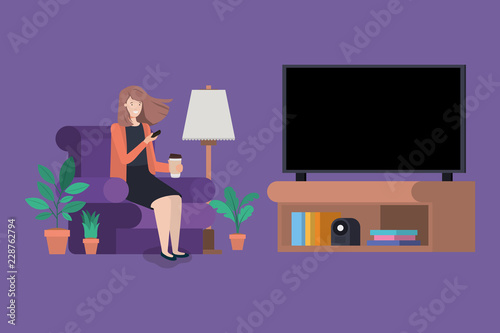 young woman on the livingroom