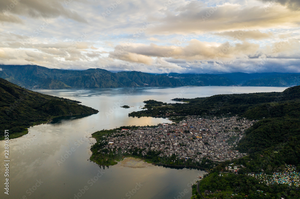 Aerial of Santiago Atitlan, Guatemala