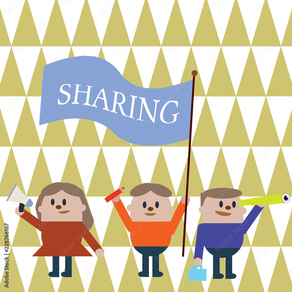 Text sign showing Sharing. Conceptual photo have portion of something with another or others give portion.