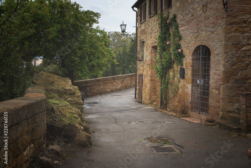 Fototapeta Naklejka Na Ścianę i Meble -  Beautiful and colorful streets of the small and historic Tuscan village Pienza, Italy