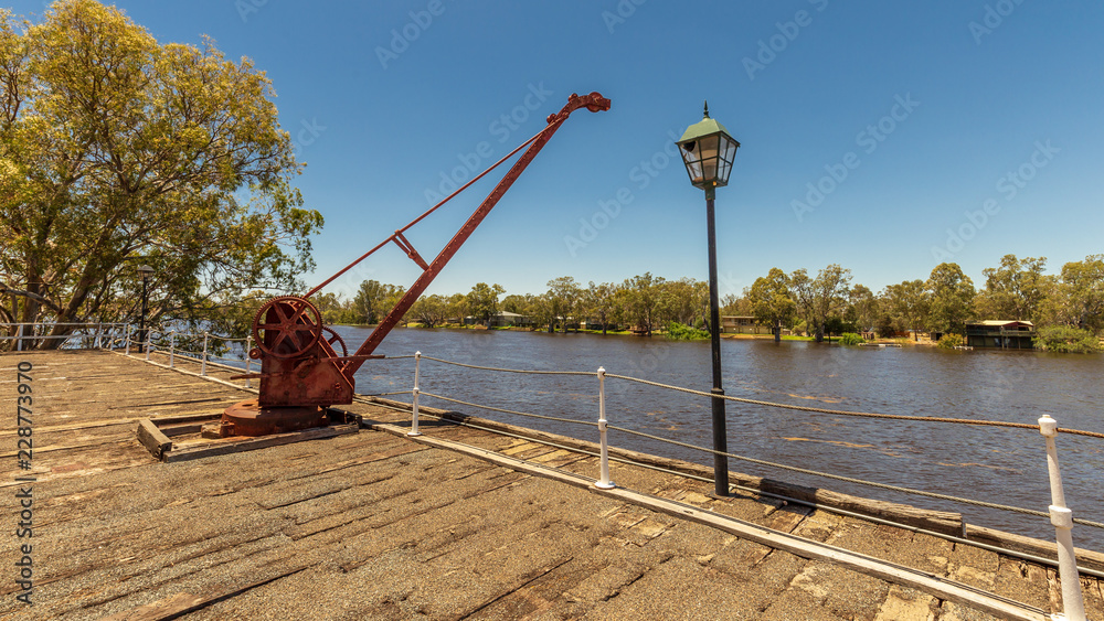 The historic wharf at Morgan on the Murray River in South Australia The historic wharf at Morgan on the Murray River in South Australia