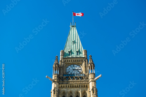 Tower in Parliament Hill at Ottawa in Canada photo