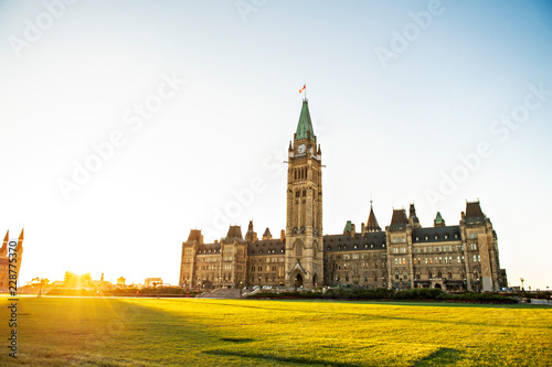 Center Block and the Peace Tower in Parliament Hill at Ottawa in Canada photo