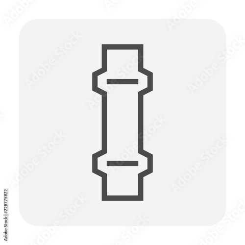 Pipe vector icon. Connection by flange fitting. Part for pipeline construction to transportation water, oil and gas. Also for water supply infrastructure, wastewater treatment, plumbing and irrigation