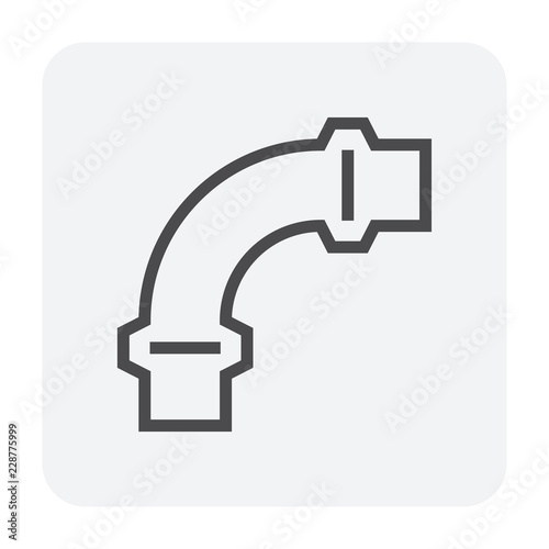 Pipe icon and flange fitting for pipeline connection with valve and other pipe. For transportation liquid or gas i.e.crude, oil, natural gas, sewage, wastewater. Also for plumbing and irrigation.