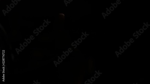 Powerful and emotional close up of hands gestures of a speaking male photo