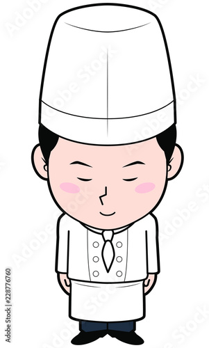 お辞儀する男性シェフ