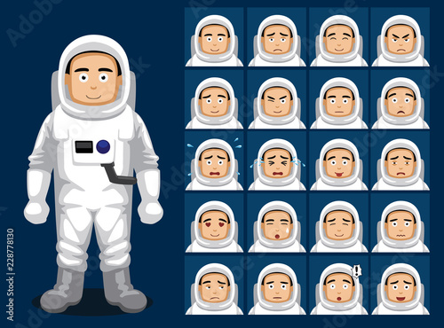 Astronaut Cartoon Character Emotion faces