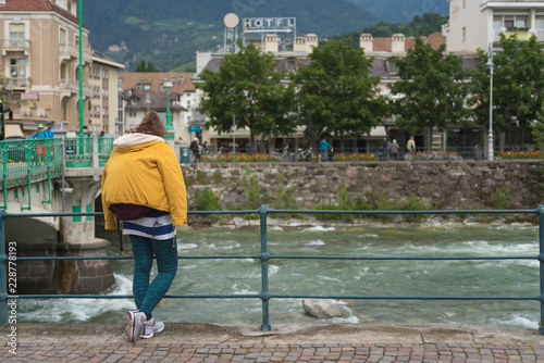 Tourist in Green city of Meran, Italy