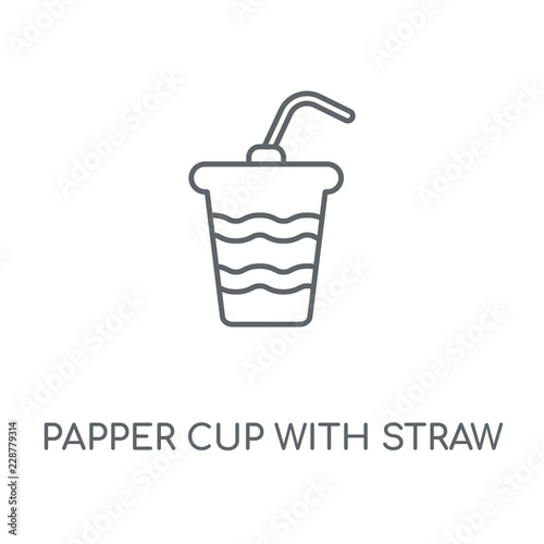 papper cup with straw icon