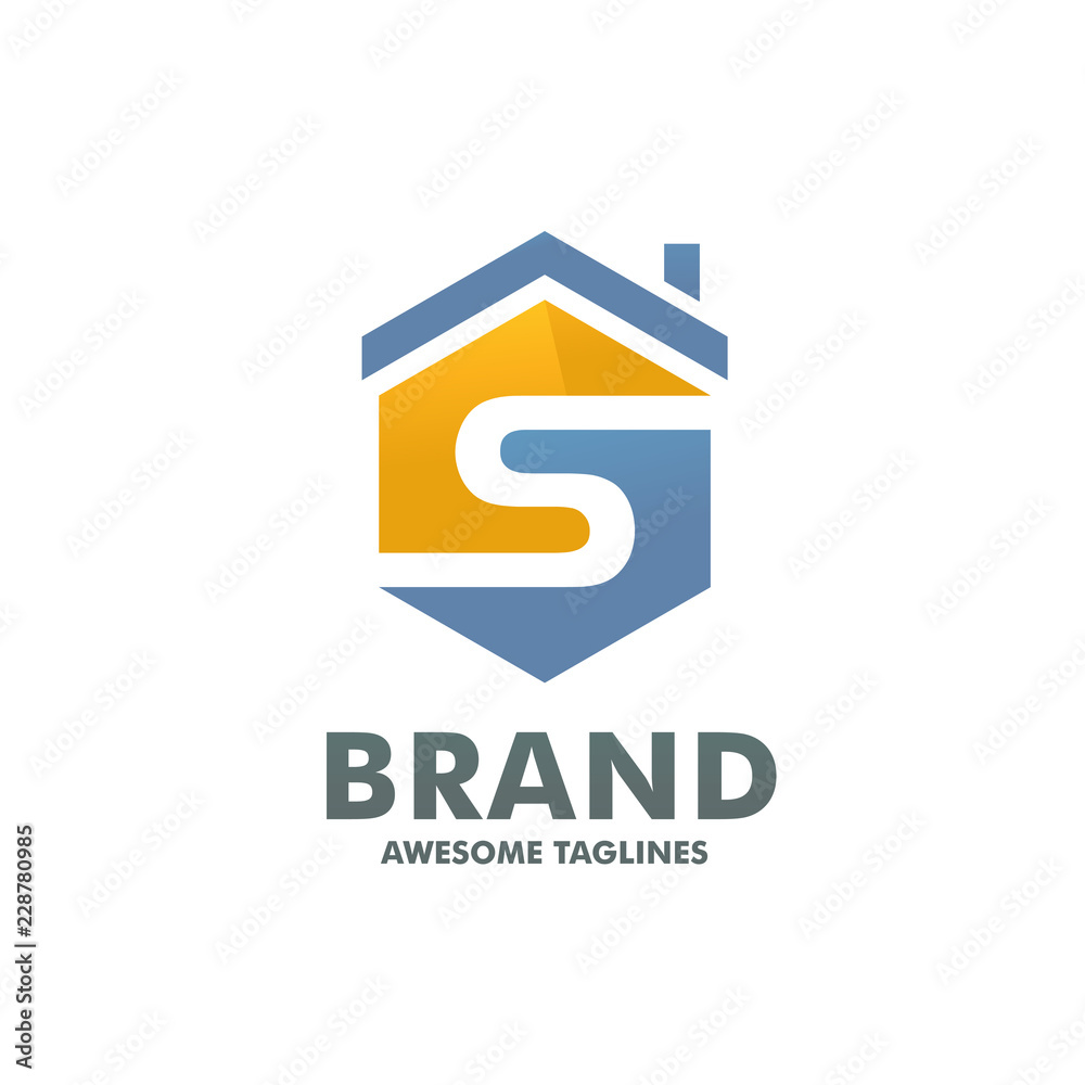 creative Hexagon letter S house logo design vector template Stock ...