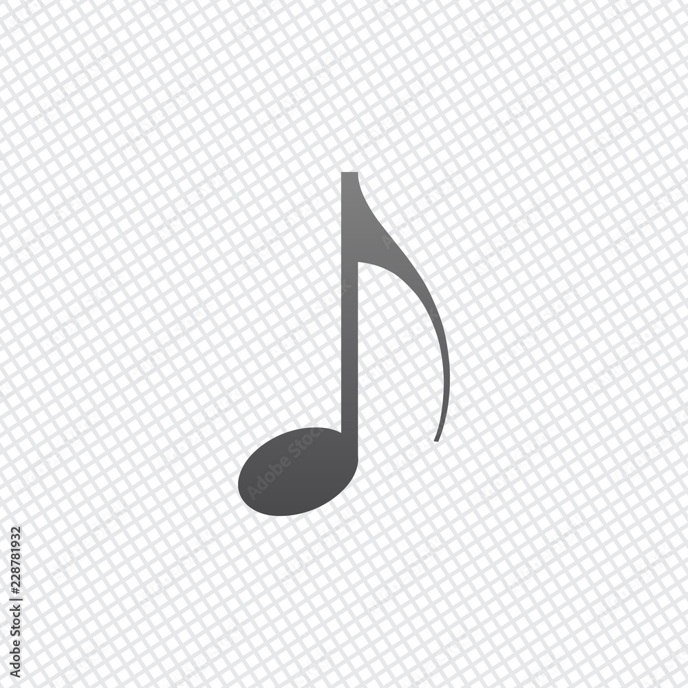 Music note icon. On grid background
