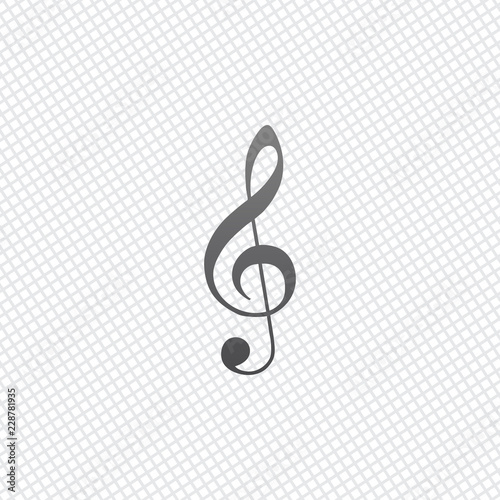 Simple icon of treble key. On grid background