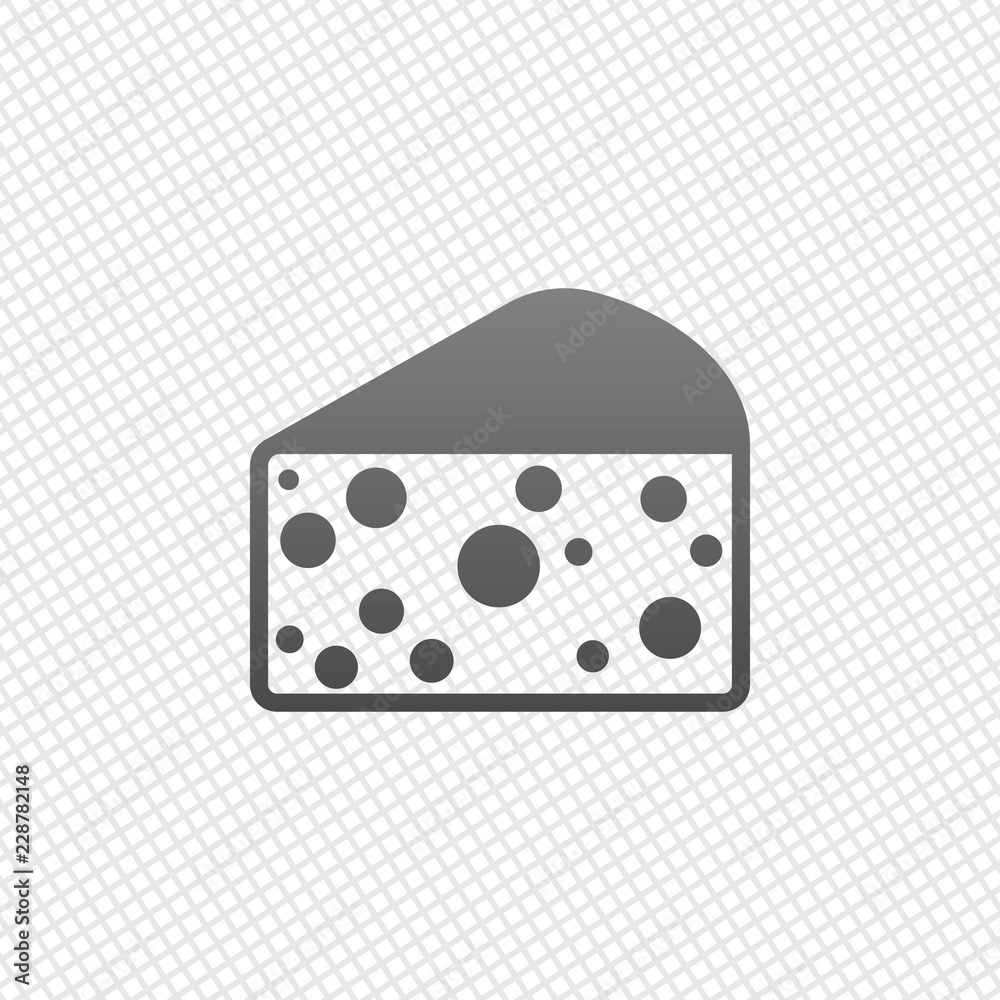 piece of cheese icon. On grid background piece of cheese icon. On grid background