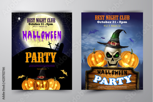 Halloween vertical background with pumpkins