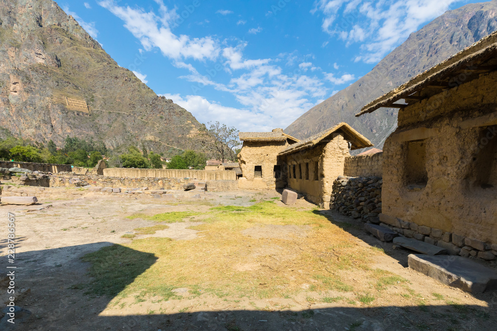 ancient buildings of the village of Ollataytambo  Peru