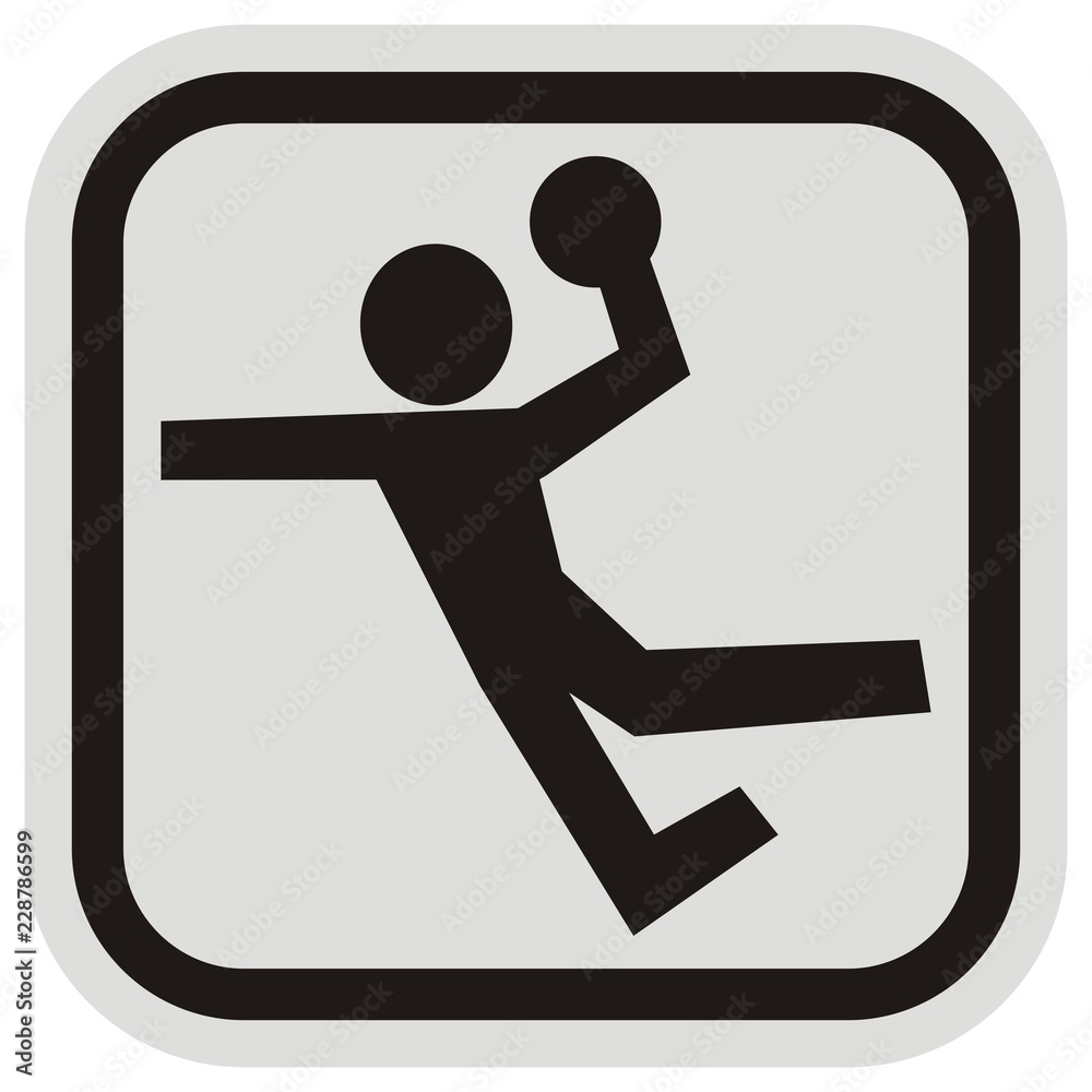 Handball, vector icon at gray and black frame Handball, vector icon at gray and black frame