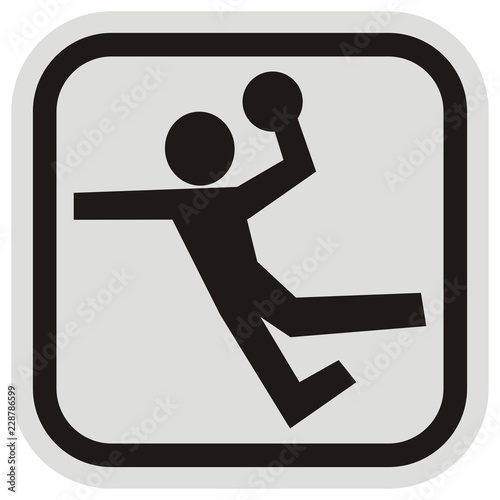 Handball, vector icon at gray and black frame