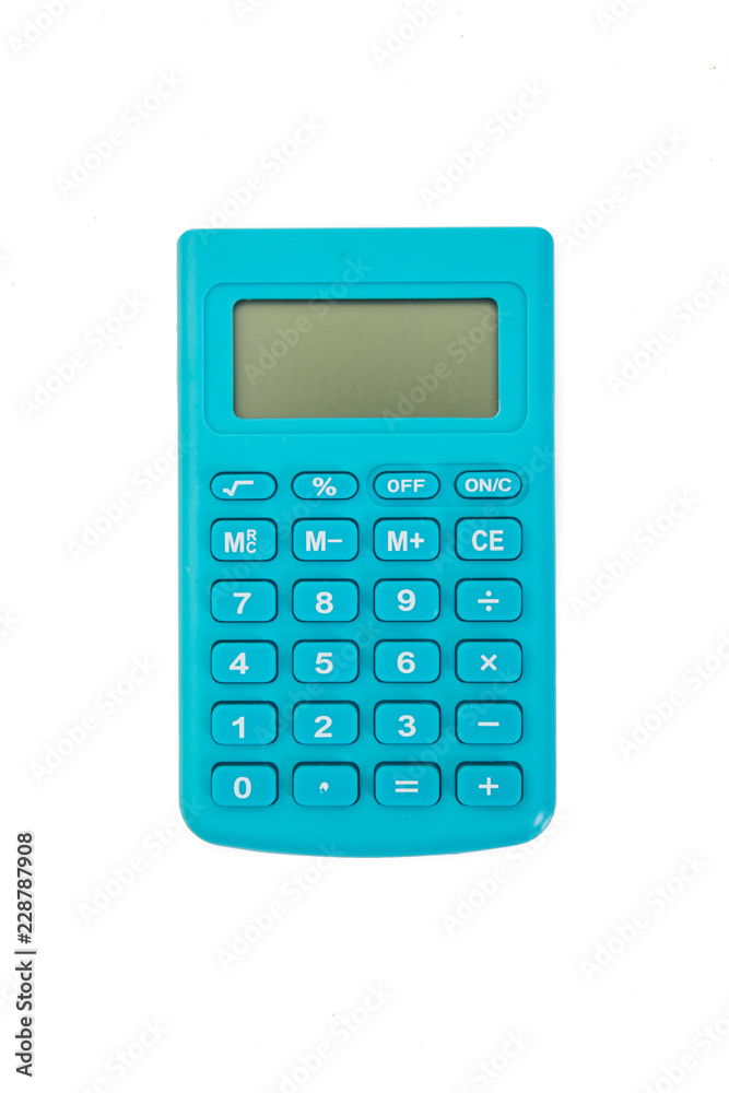 blue calculator with white background. isolated blue calculator with white background. isolated