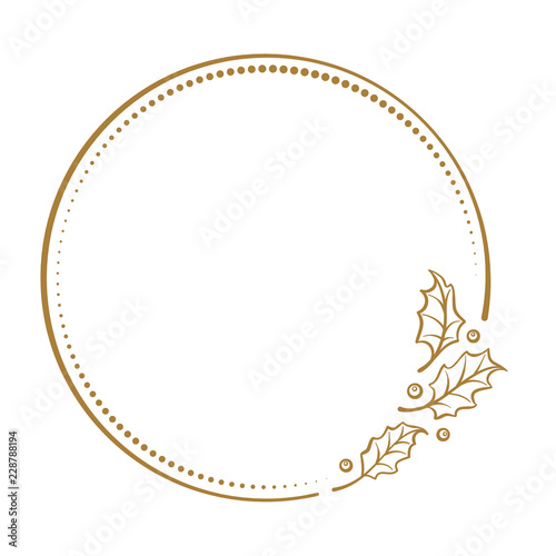 Vintage Christmas vector frame with holly decoration